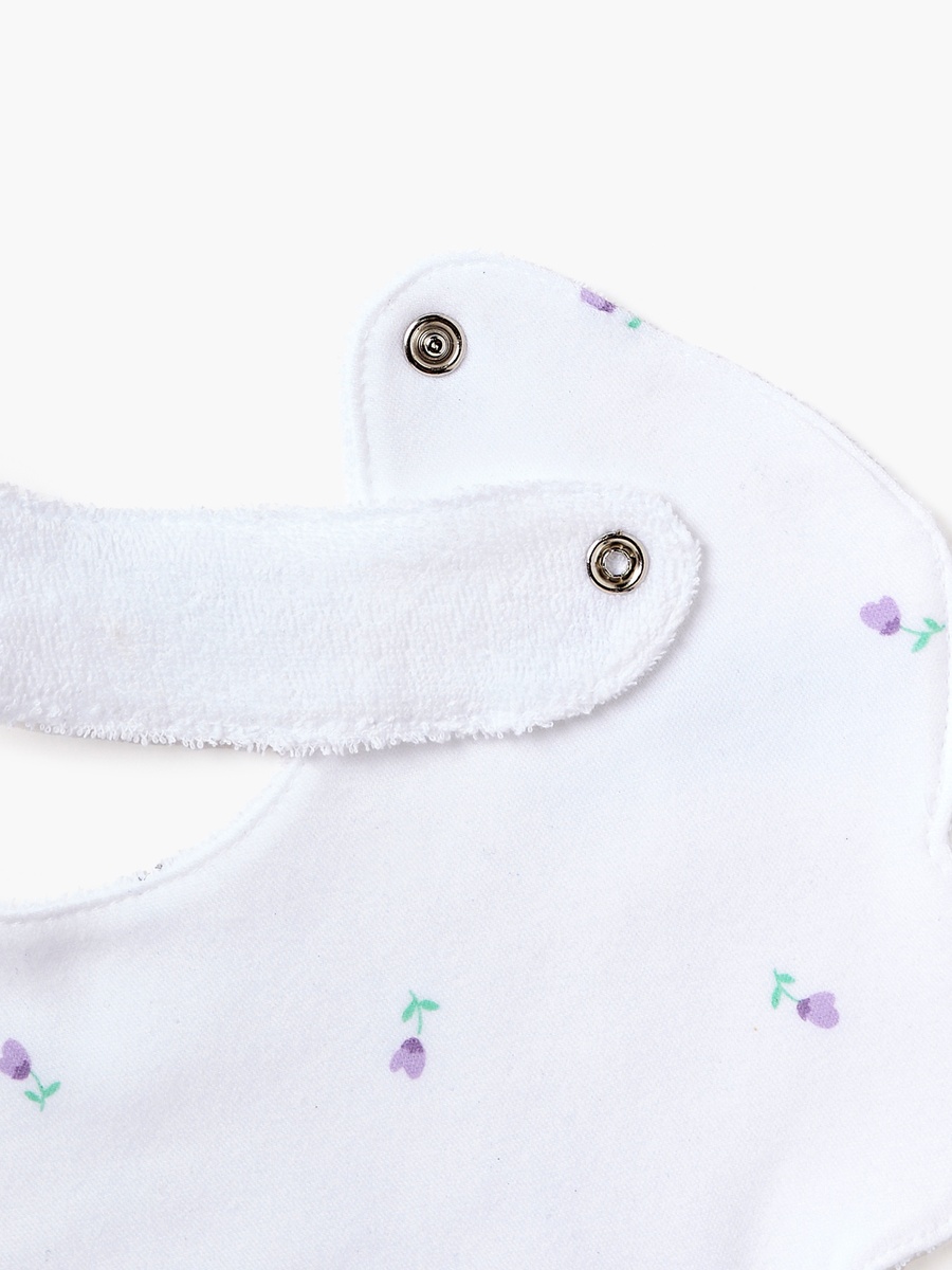 Floral Print Bib with Snap Button Closure