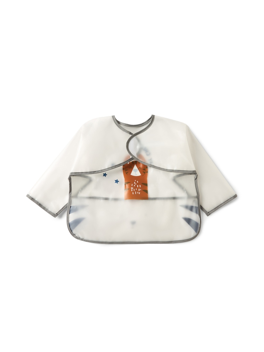 مريلة بأكمام طويلة وطبعات جرافيك وشريط إغلاق لاصق من جونيورز