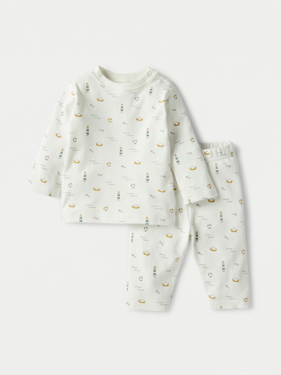 Printed Long Sleeve T-Shirt and Elasticated Pyjama - Set of 2