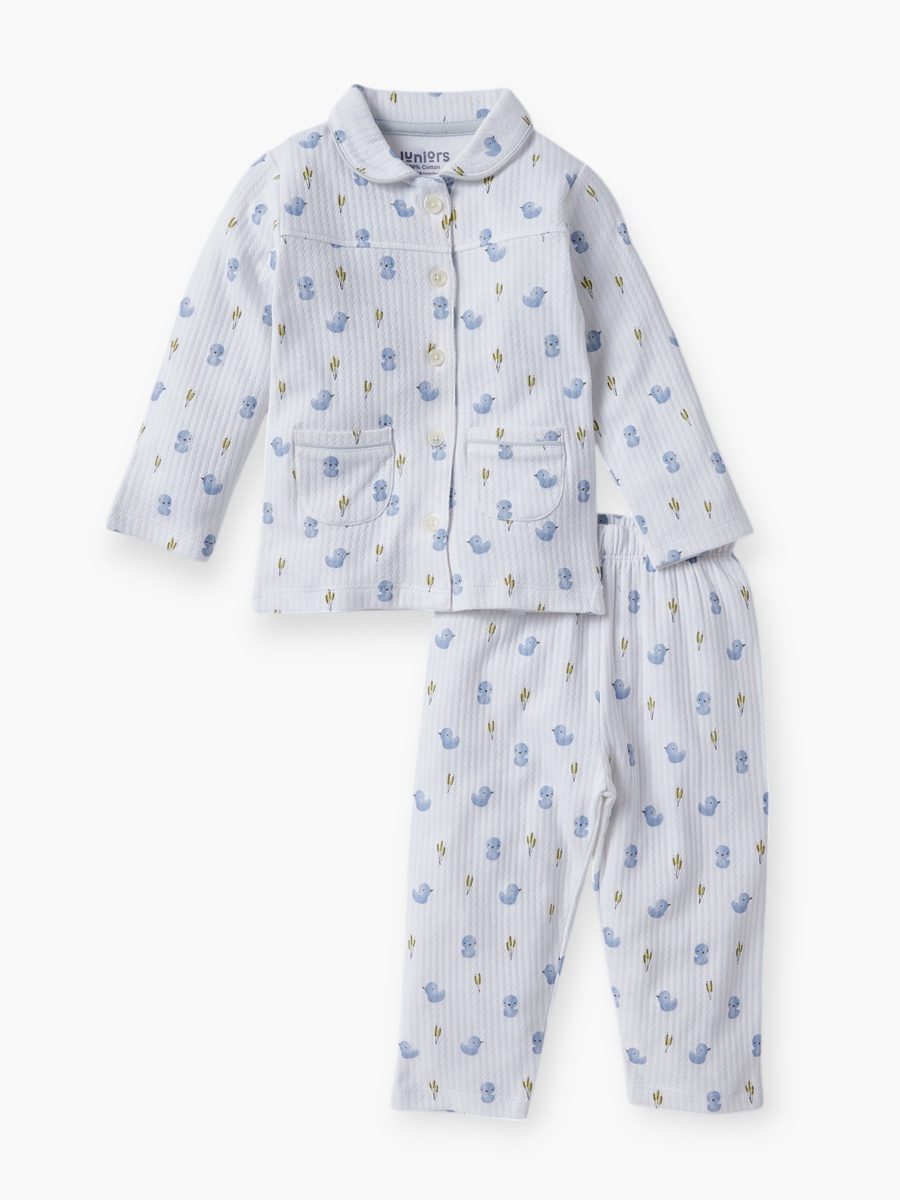 All-Over Bird Print Shirt and Pyjama Set