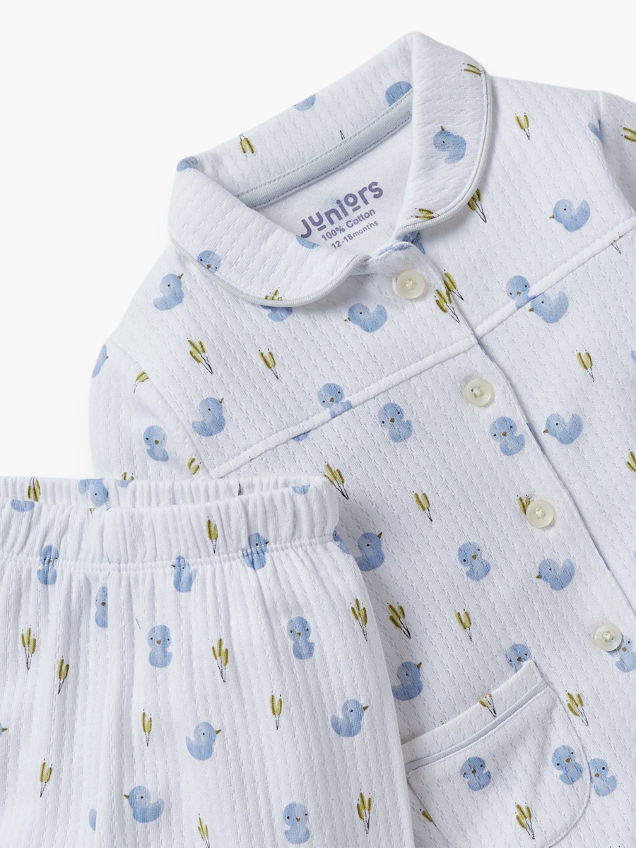 All-Over Bird Print Shirt and Pyjama Set