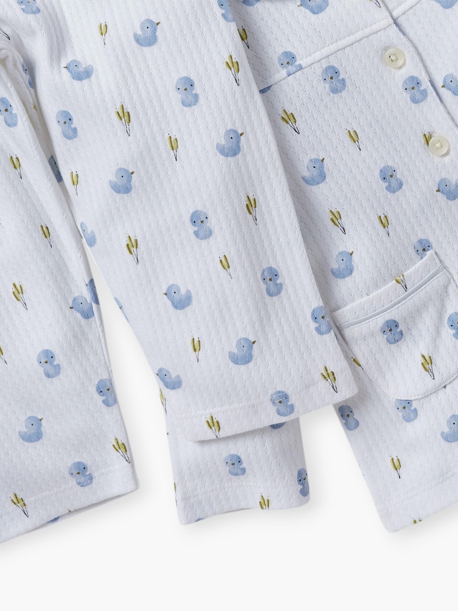All-Over Bird Print Shirt and Pyjama Set