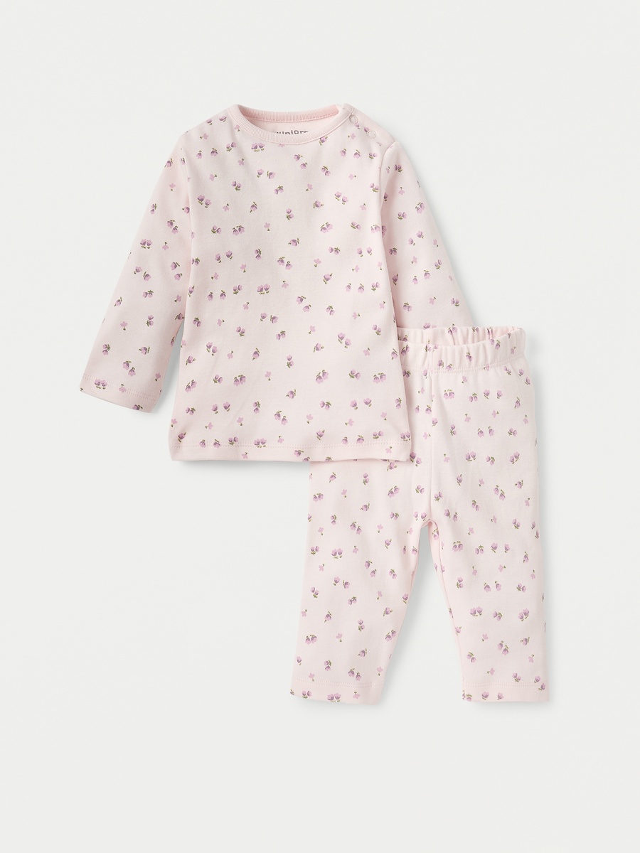 Floral Print Long Sleeves T-Shirt and Pyjama Set