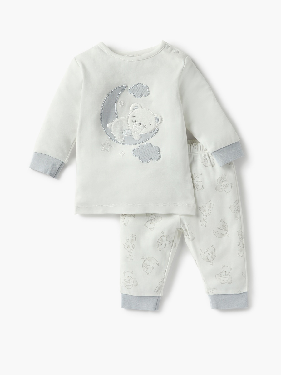 Bear Applique Long Sleeves T-Shirt and Pyjama Set
