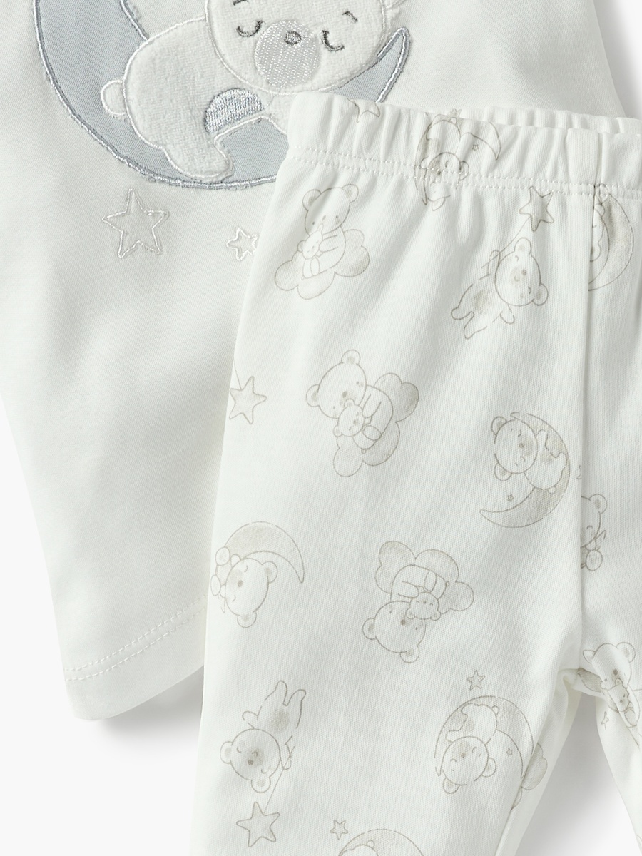 Bear Applique Long Sleeves T-Shirt and Pyjama Set