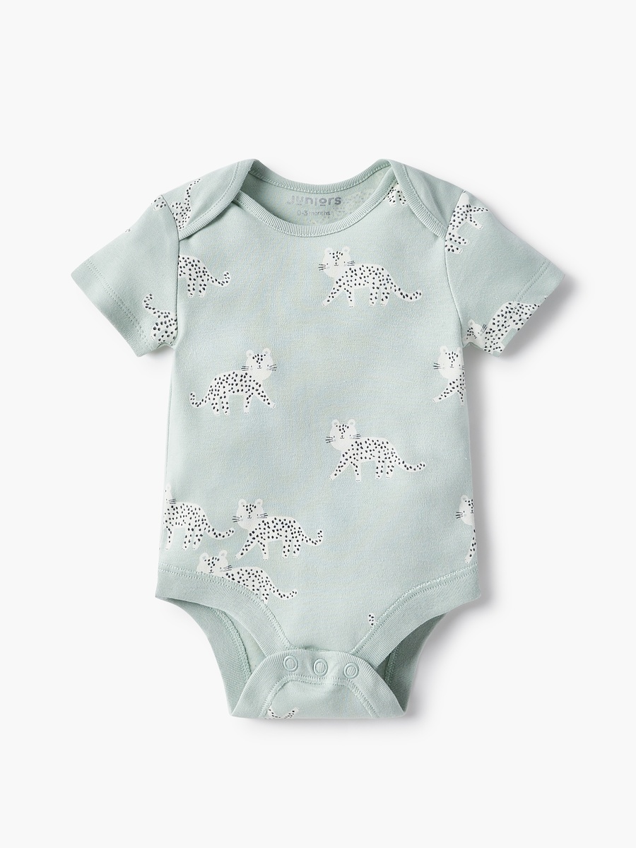 Animal Print Envelope Neck Bodysuit with Button Closure - Set of 3