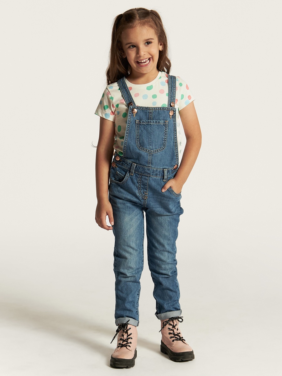 Solid Dungarees with Pockets