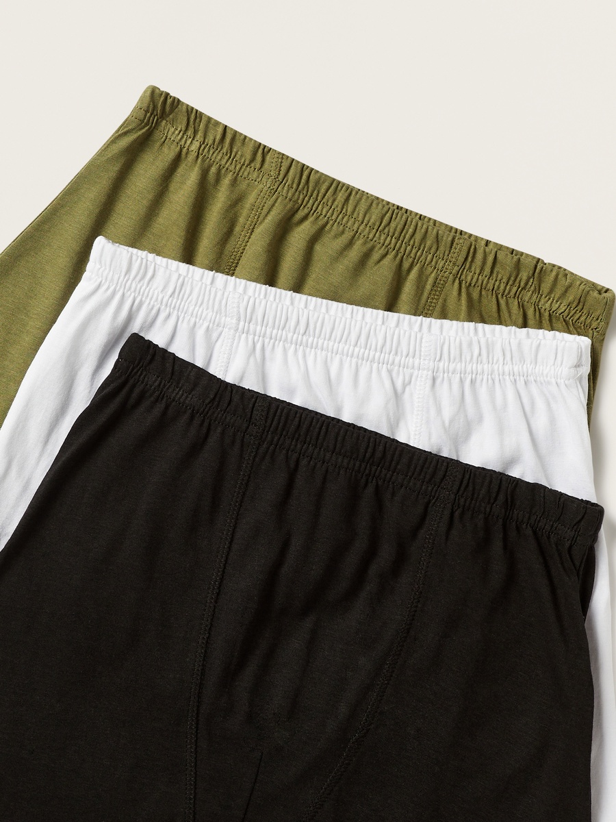 Solid Boxers with Elasticated Waistband - Set of 3