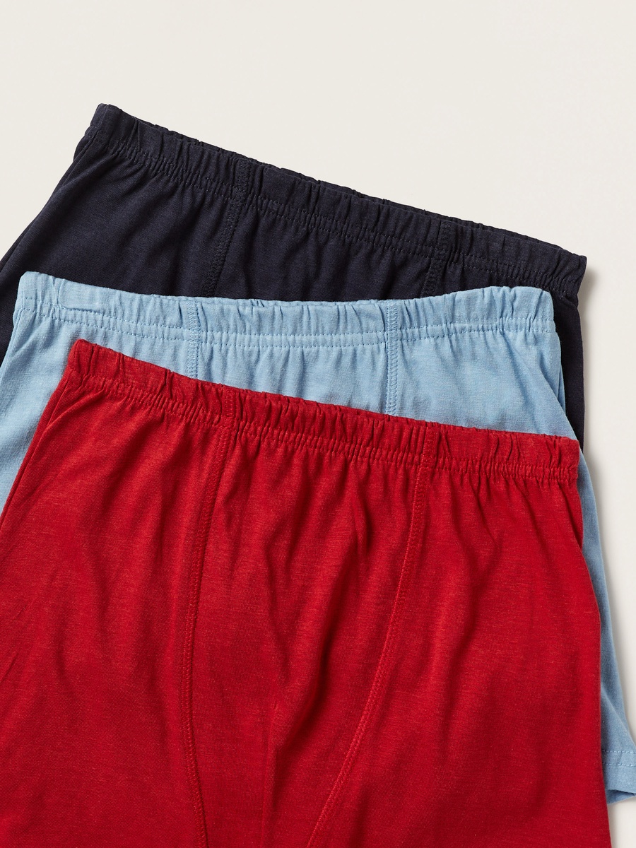 Solid Boxers with Elasticated Waistband - Set of 3
