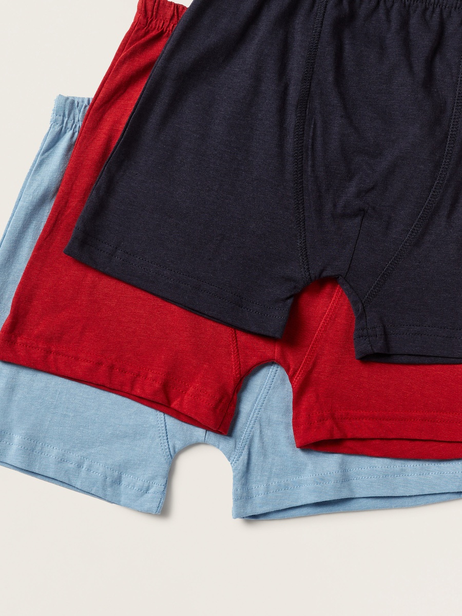 Solid Boxers with Elasticated Waistband - Set of 3