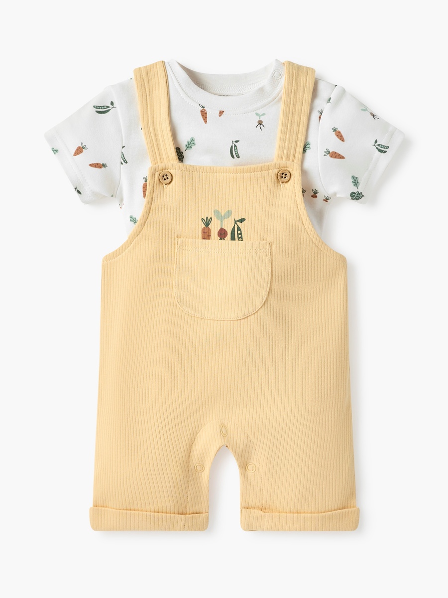 Printed Dungaree and T-Shirt Set