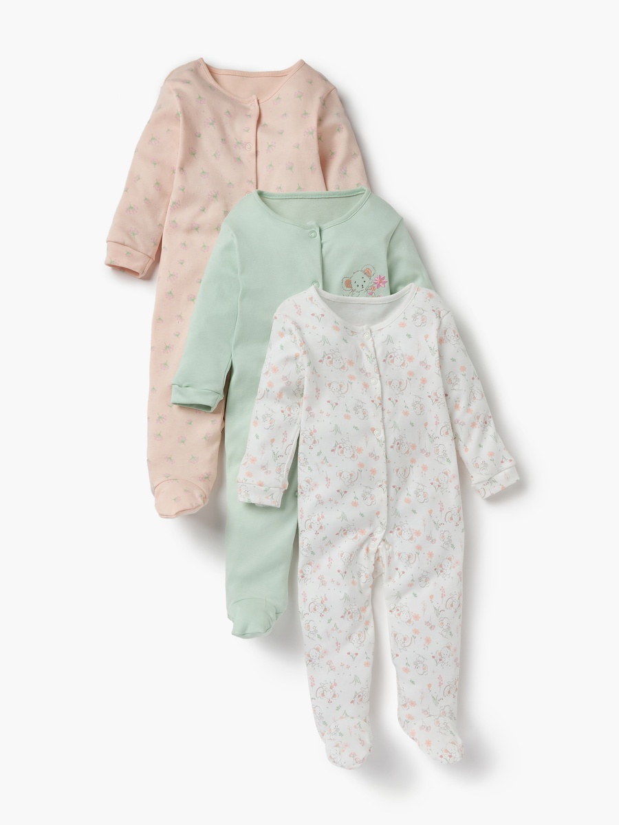 Assorted Closed Feet Sleepsuit - Set of 3
