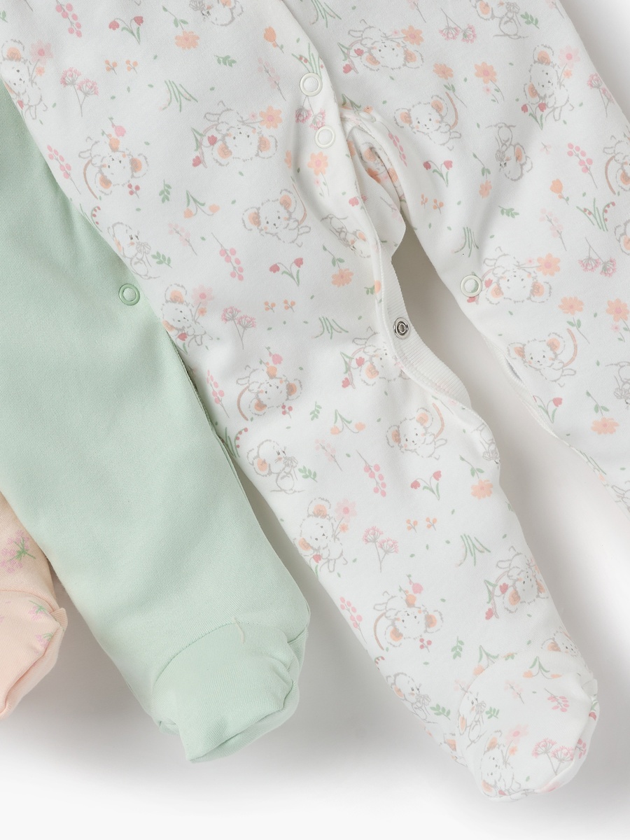 Assorted Closed Feet Sleepsuit - Set of 3