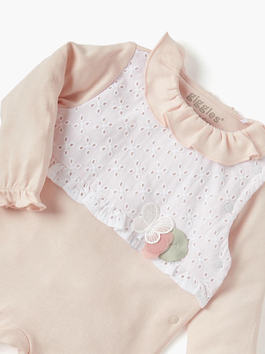 Panelled Closed Feet Sleepsuit with Long Sleeves