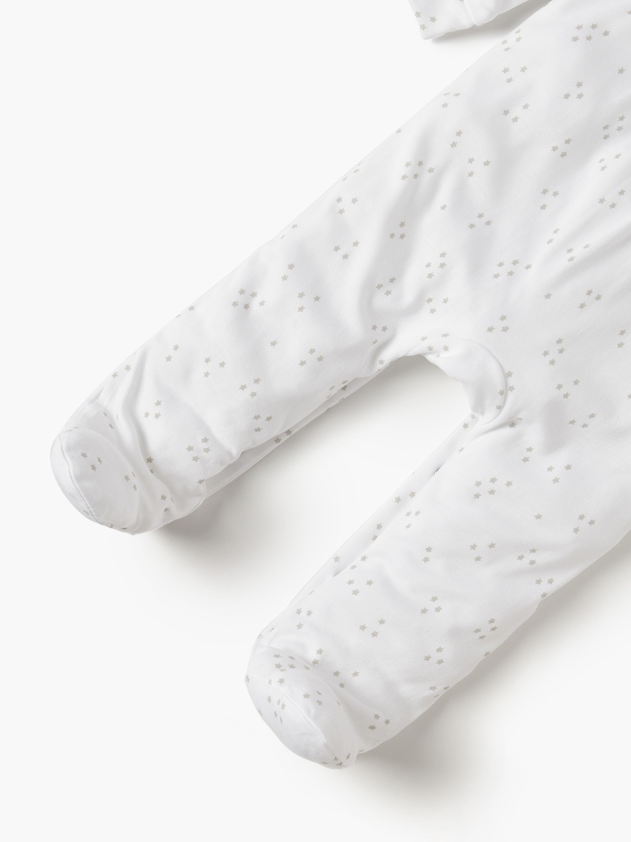 Star Print Closed Feet Sleepsuit with Long Sleeves