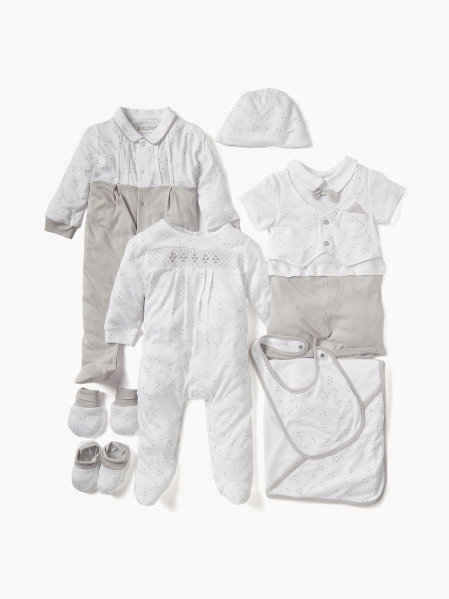 Star Print Closed Feet Sleepsuit with Long Sleeves