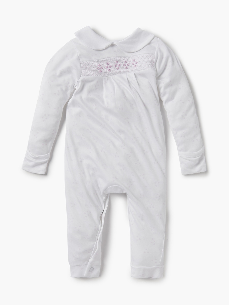 Heart Print Sleepsuit with Long Sleeves and Button Closure