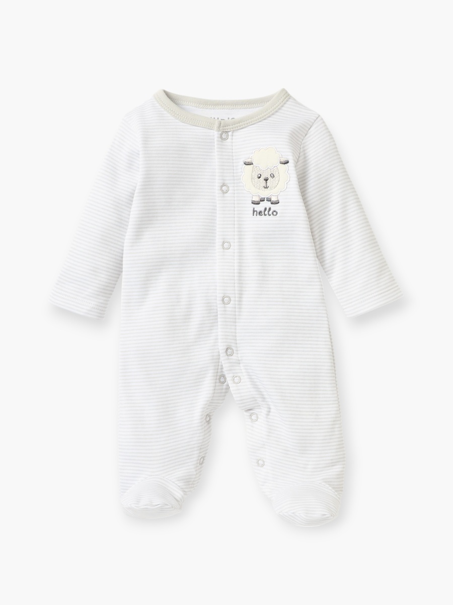 Sheep Applique Closed Foot Sleepsuit with Long Sleeves