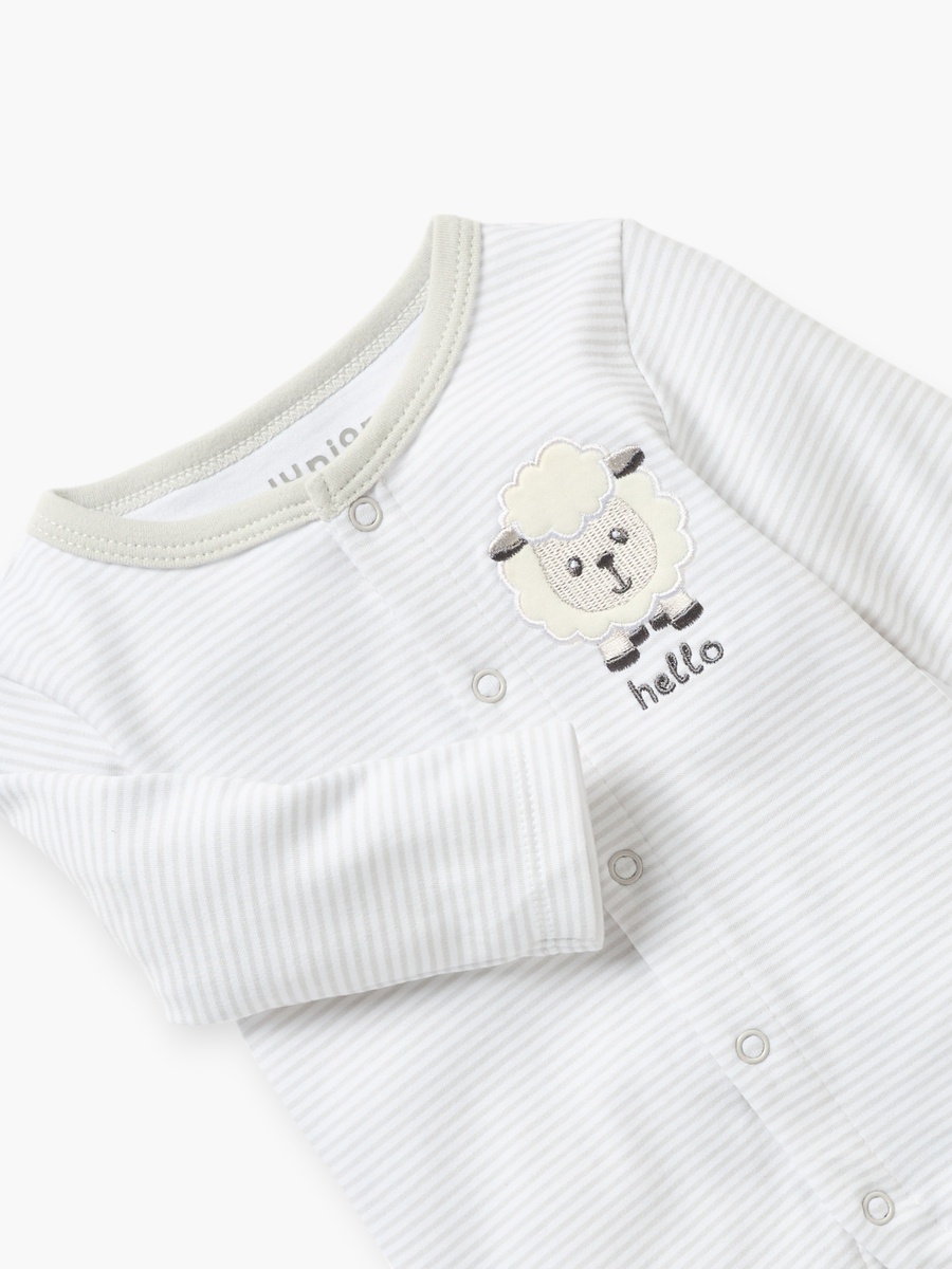 Sheep Applique Closed Foot Sleepsuit with Long Sleeves