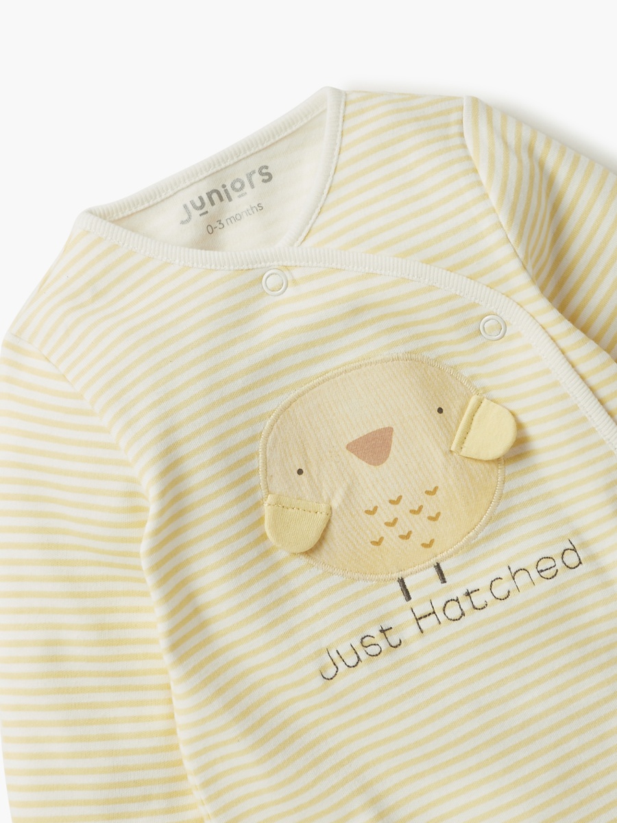 Applique Detail Closed Feet Sleepsuit with Long Sleeves