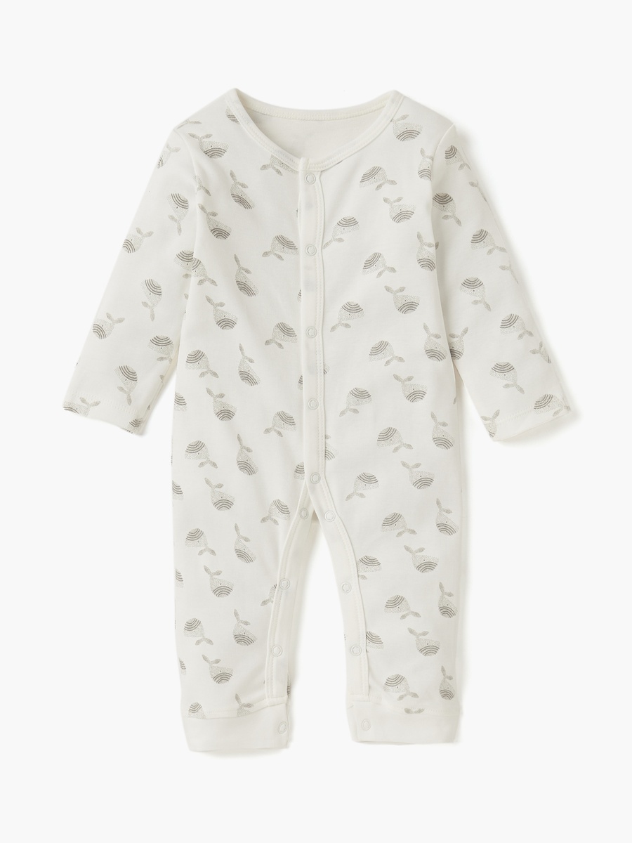 Printed Sleepsuit with Long Sleeves and Button Closure - Set of 3