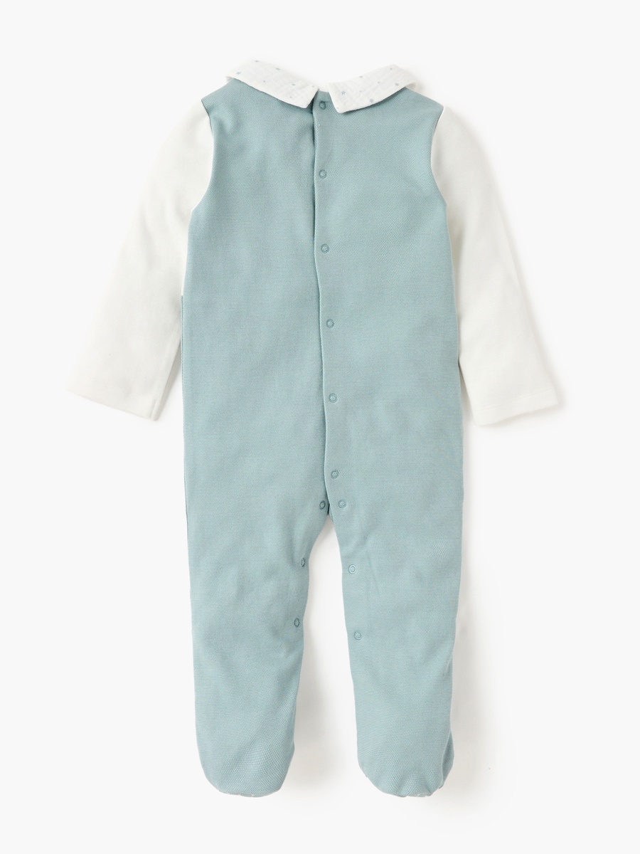 Color Block Closed Feet Sleepsuit with Button Closure