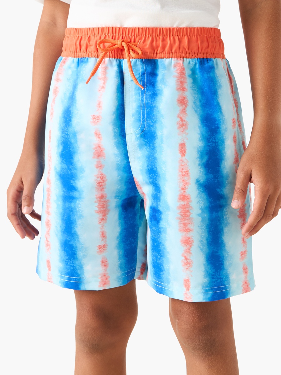 Printed Swim Shorts with Elasticated Drawstring and Pockets