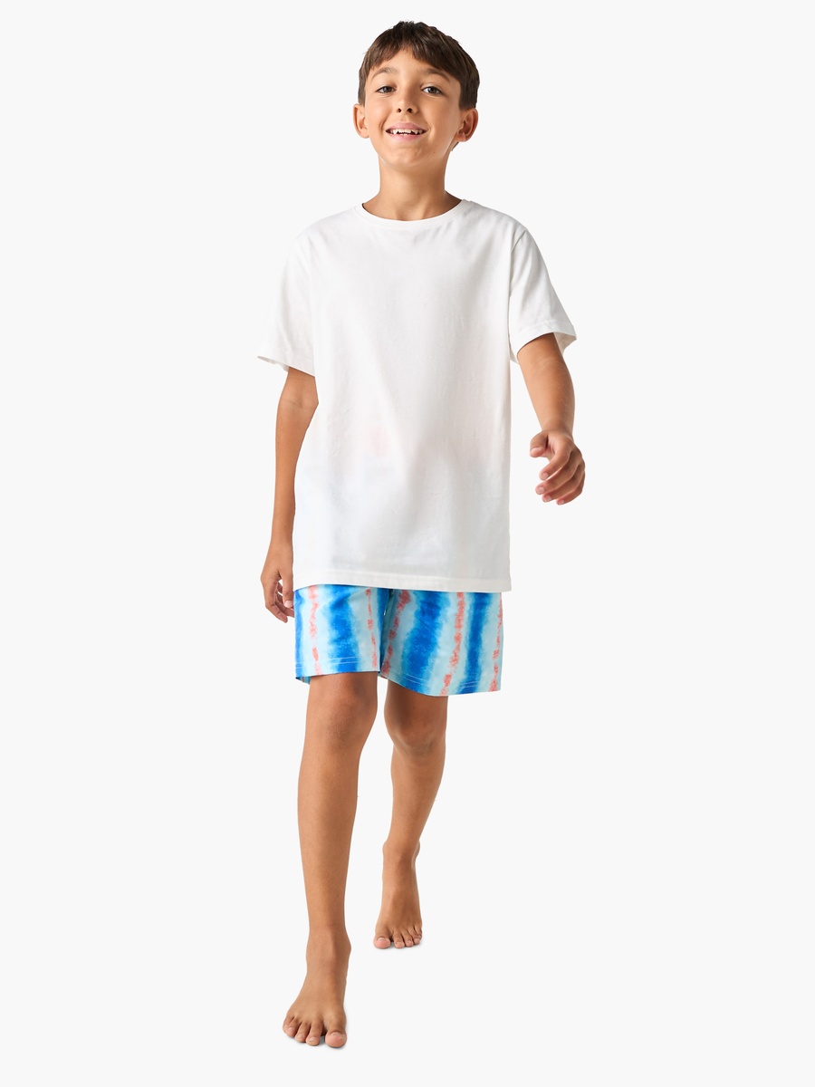 Printed Swim Shorts with Elasticated Drawstring and Pockets