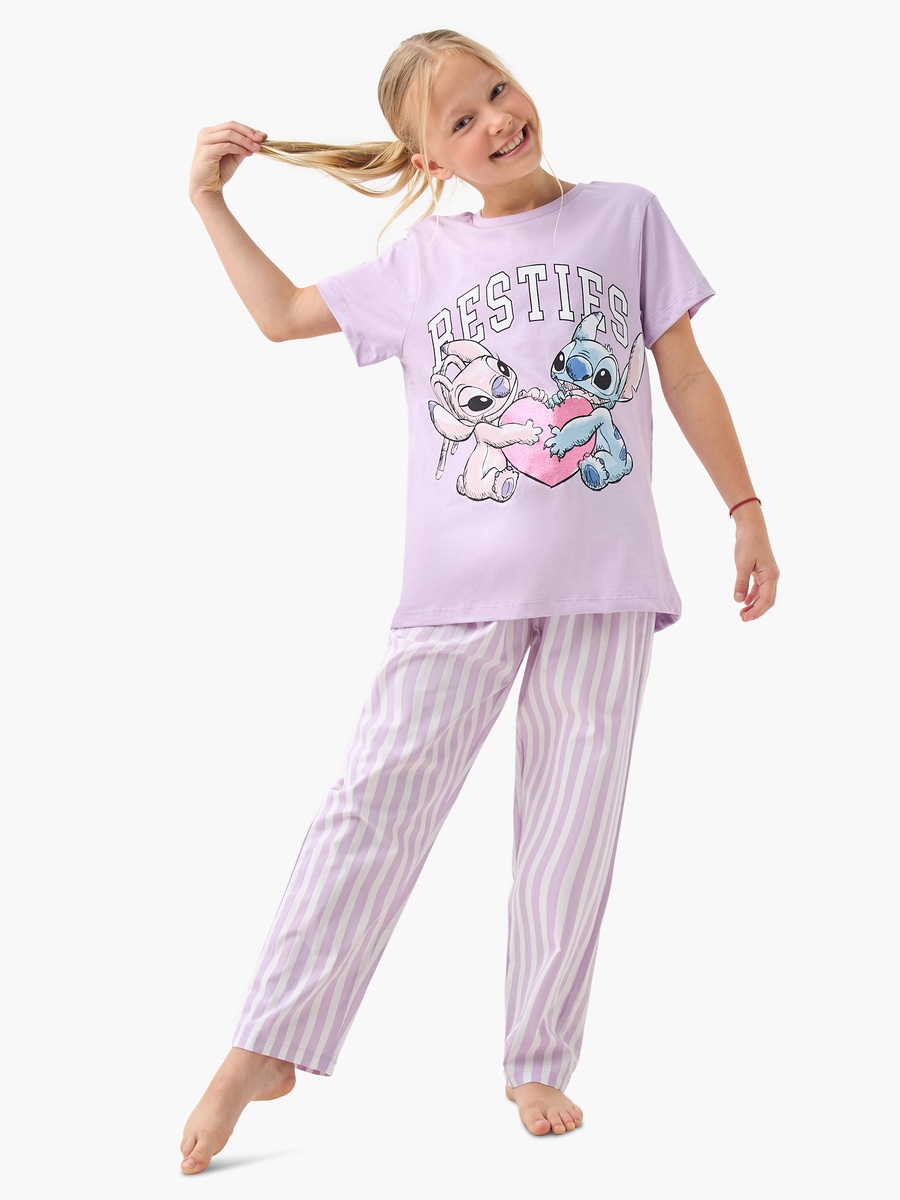 Angel and Stitch Print T-Shirt and Pyjama Set