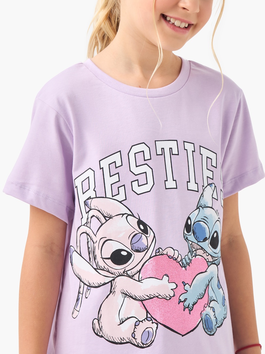 Angel and Stitch Print T-Shirt and Pyjama Set