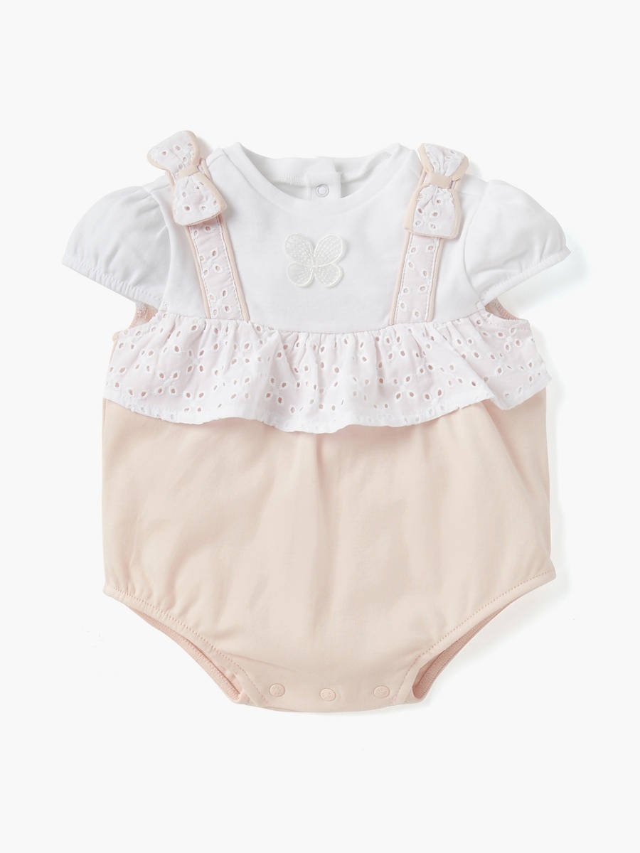 Panelled Bodysuit with Ruffles and Cap Sleeves