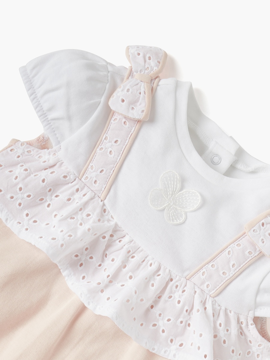 Panelled Bodysuit with Ruffles and Cap Sleeves