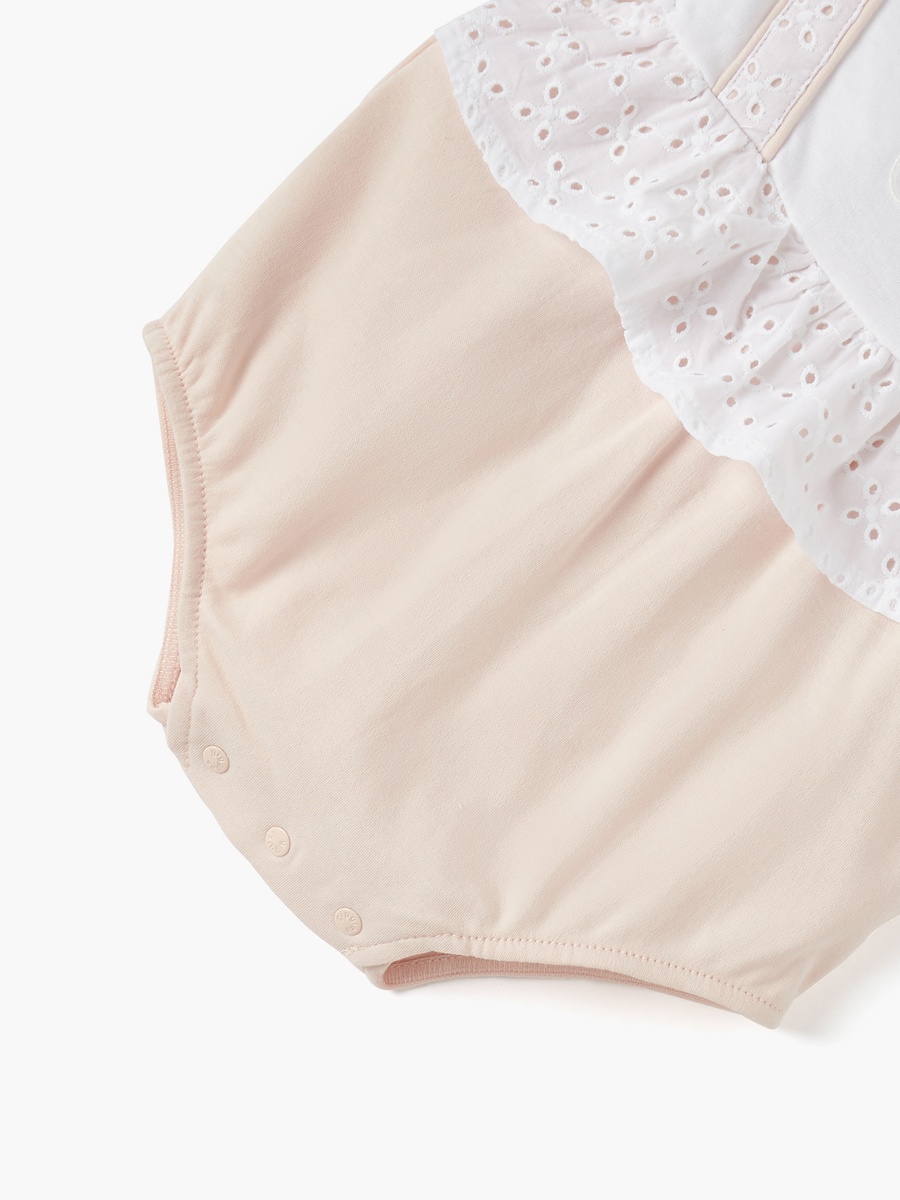 Panelled Bodysuit with Ruffles and Cap Sleeves