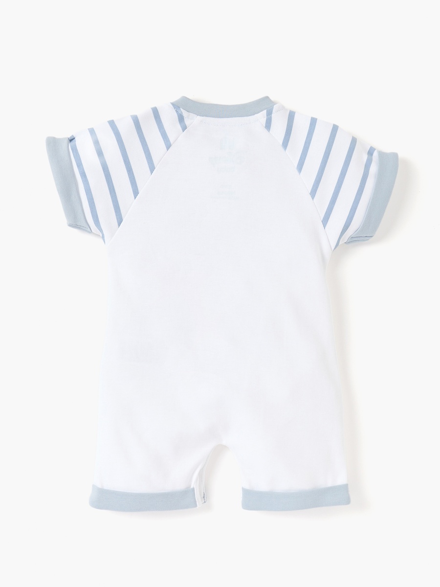 Mickey Mouse Print Romper with Round Neck and Short Sleeves