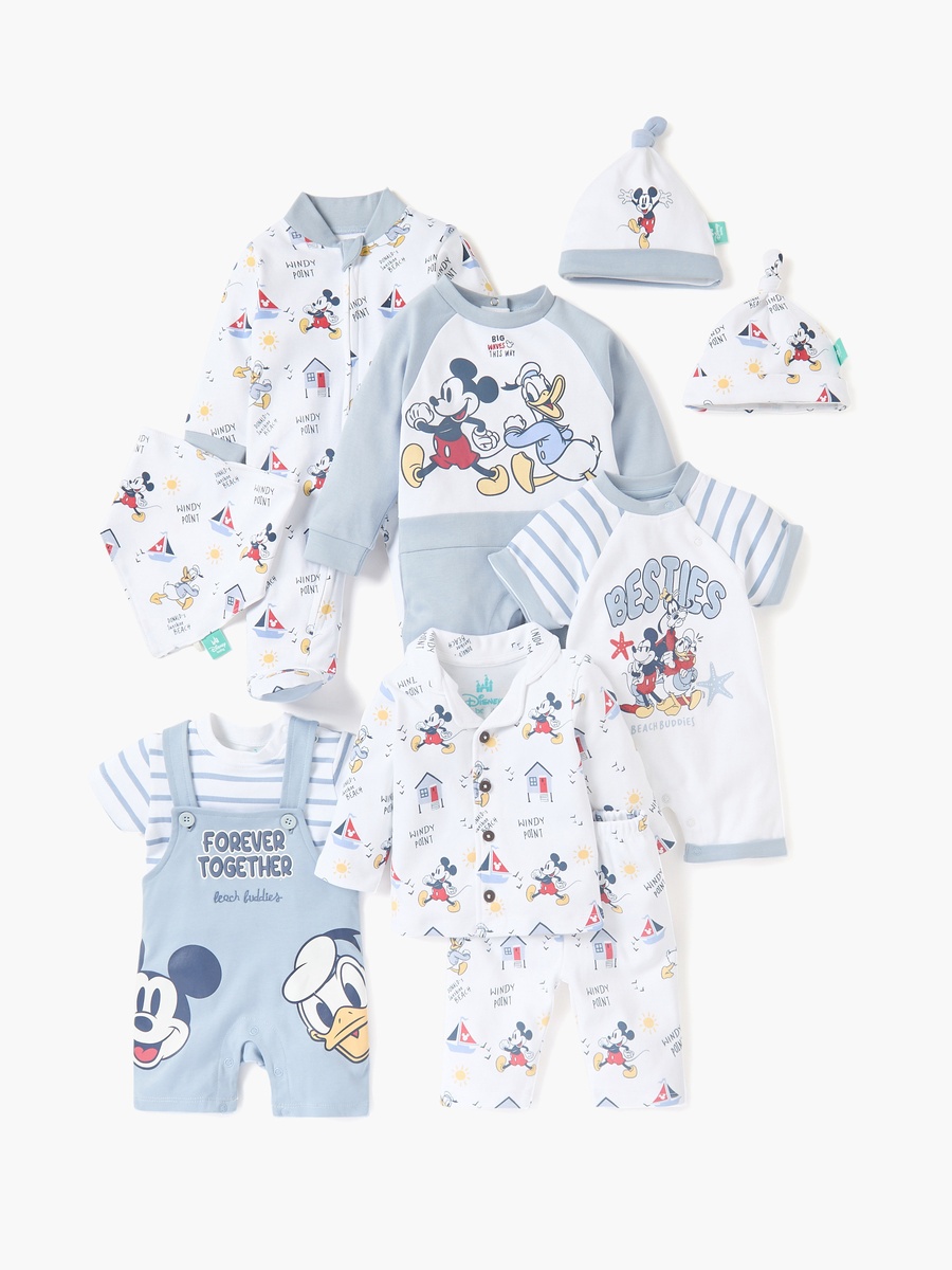 Mickey Mouse Print Romper with Round Neck and Short Sleeves