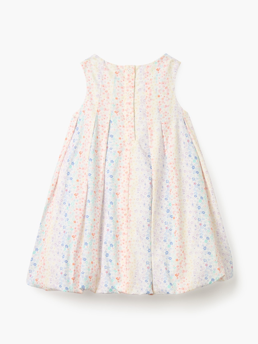 Floral Print Sleeveless A-line Dress with Pleat Detail