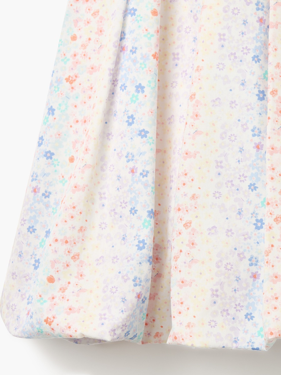 Floral Print Sleeveless A-line Dress with Pleat Detail