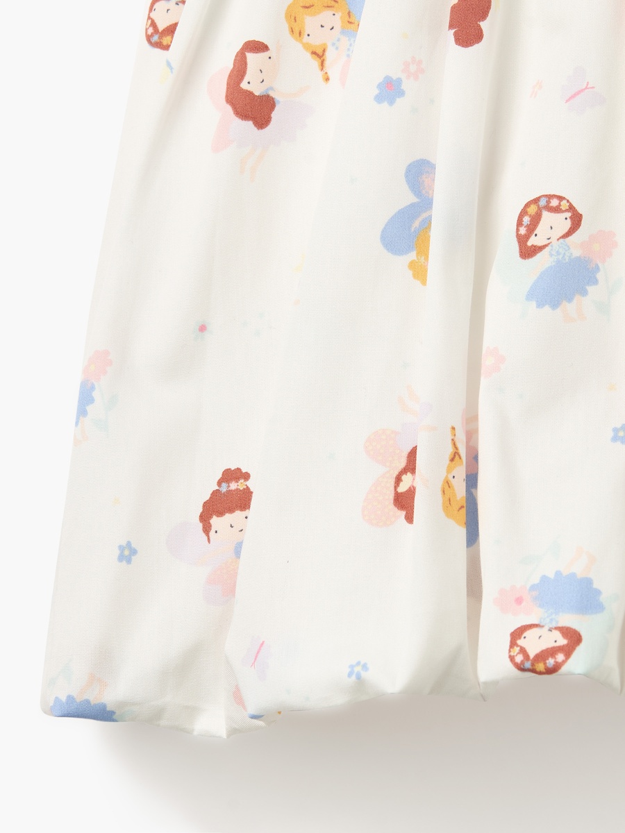 Fairy Print Sleeveless Dress with Button Closure