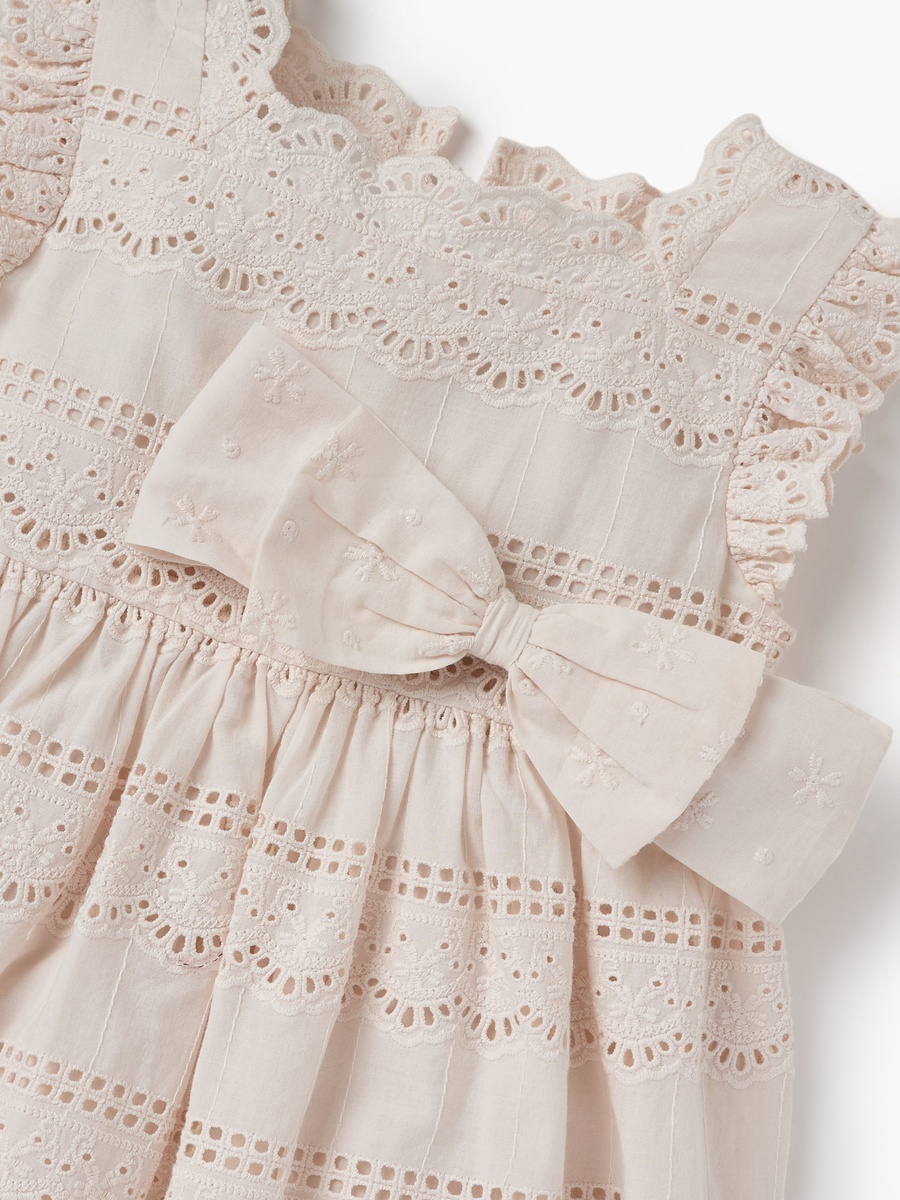 Embroidered Bow Applique Dress and Headband Set