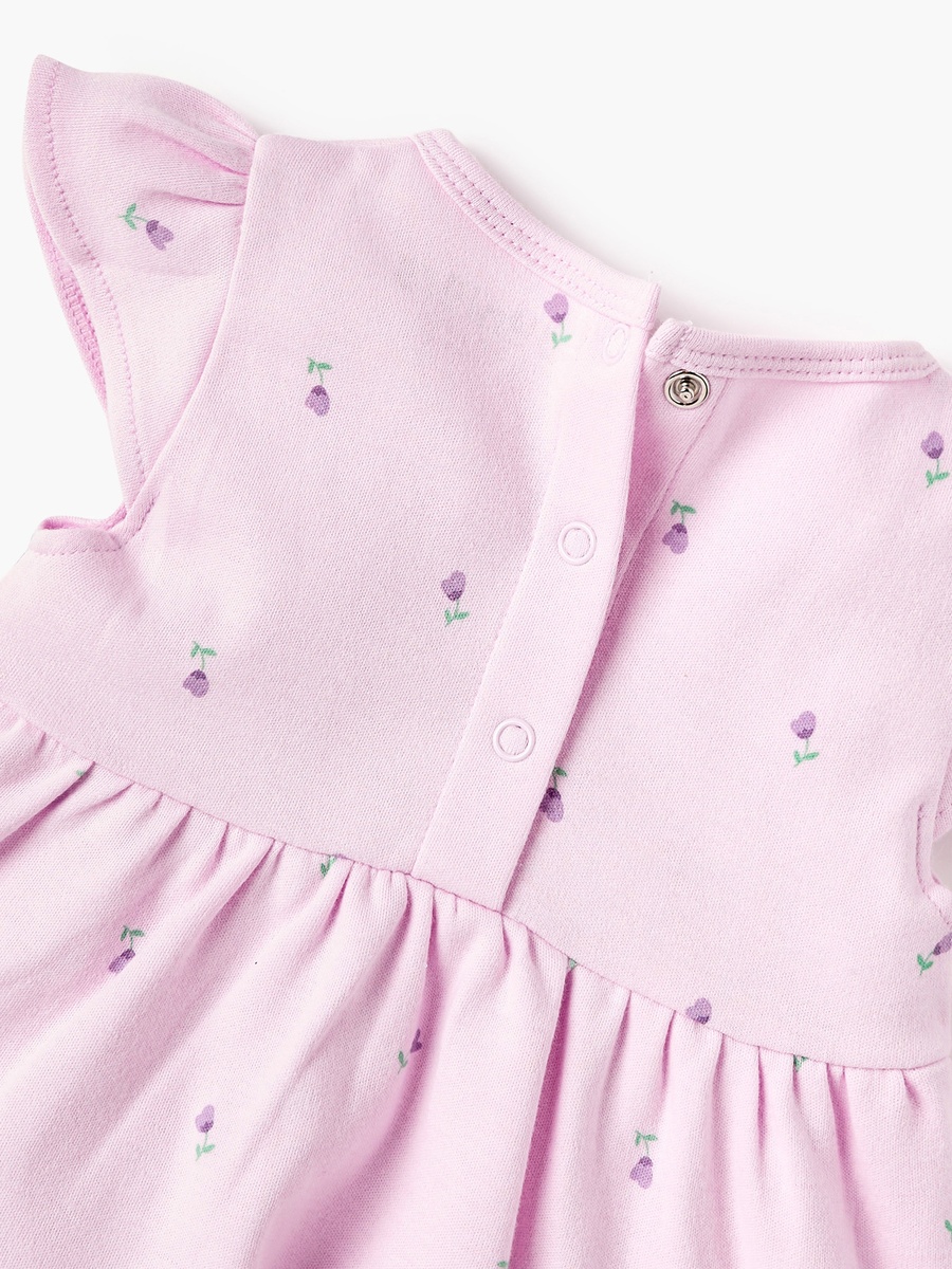 Floral Print A-Line Tiered Dress with Cap Sleeves