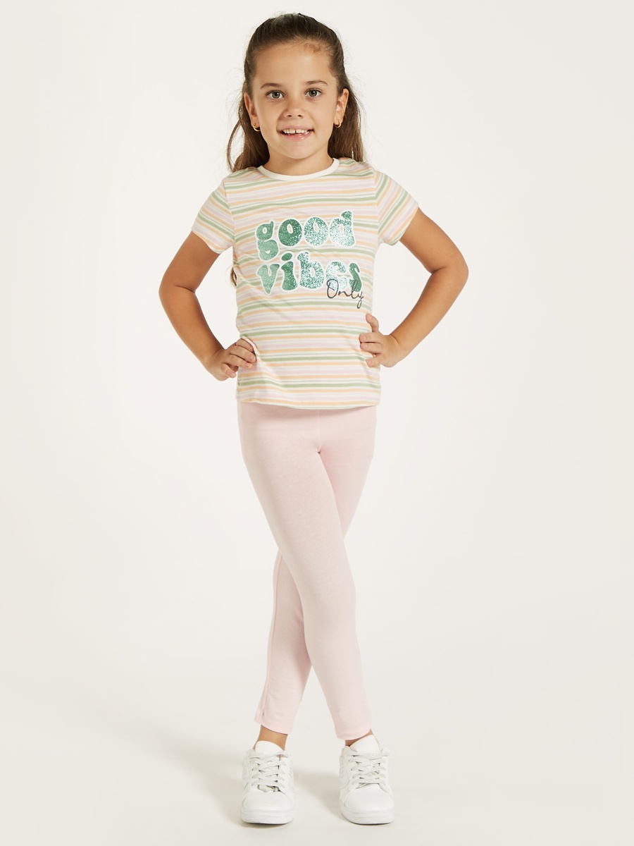Solid Leggings with Elasticated Waistband - Set of 2