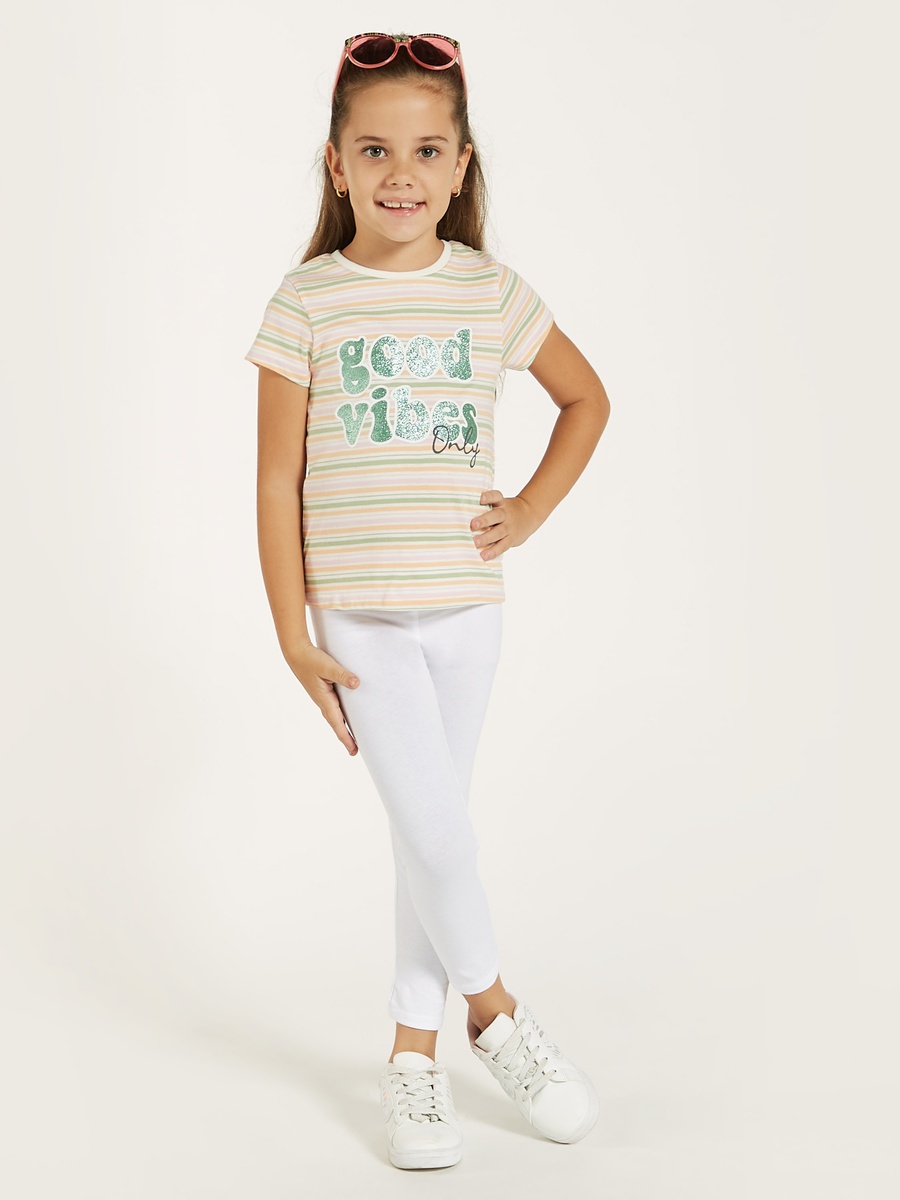 Solid Leggings with Elasticated Waistband - Set of 2