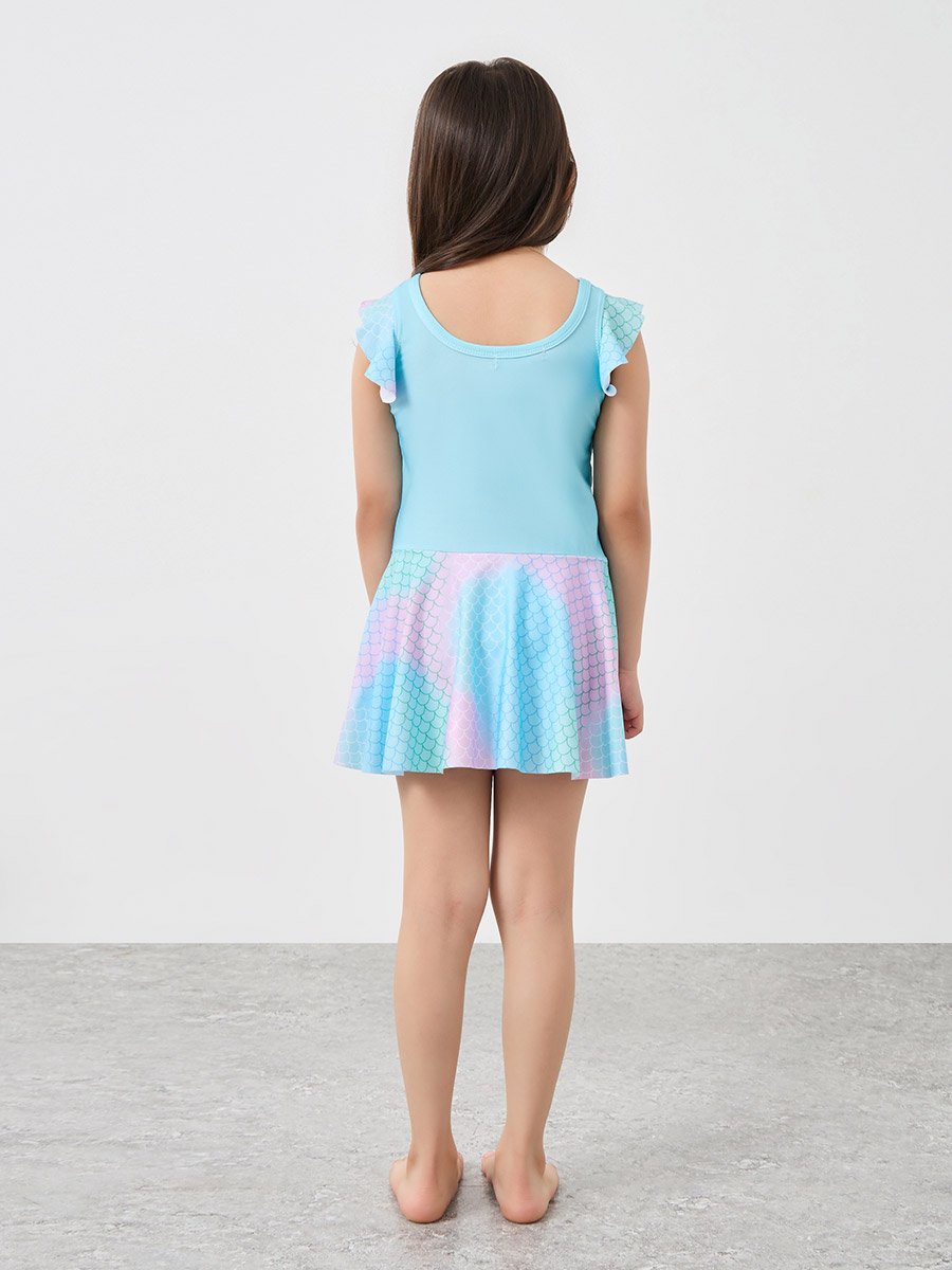 Mermaid Print Ruffled Swimsuit