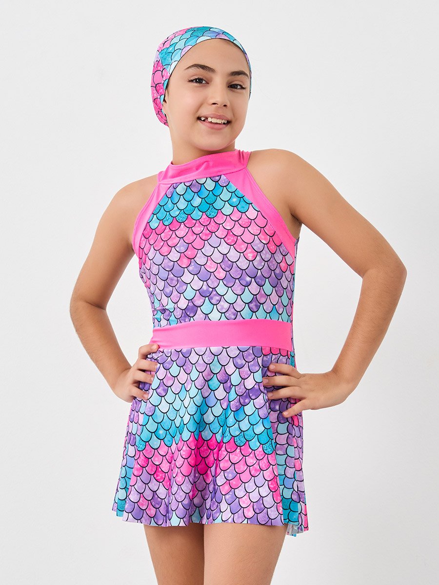 All Over Print Swimsuit and Cap Set
