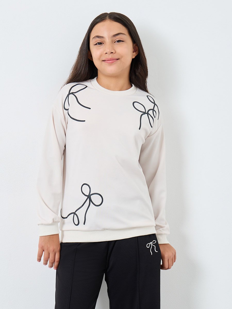 Teen Bow Detail Sweatshirt and Joggers Set