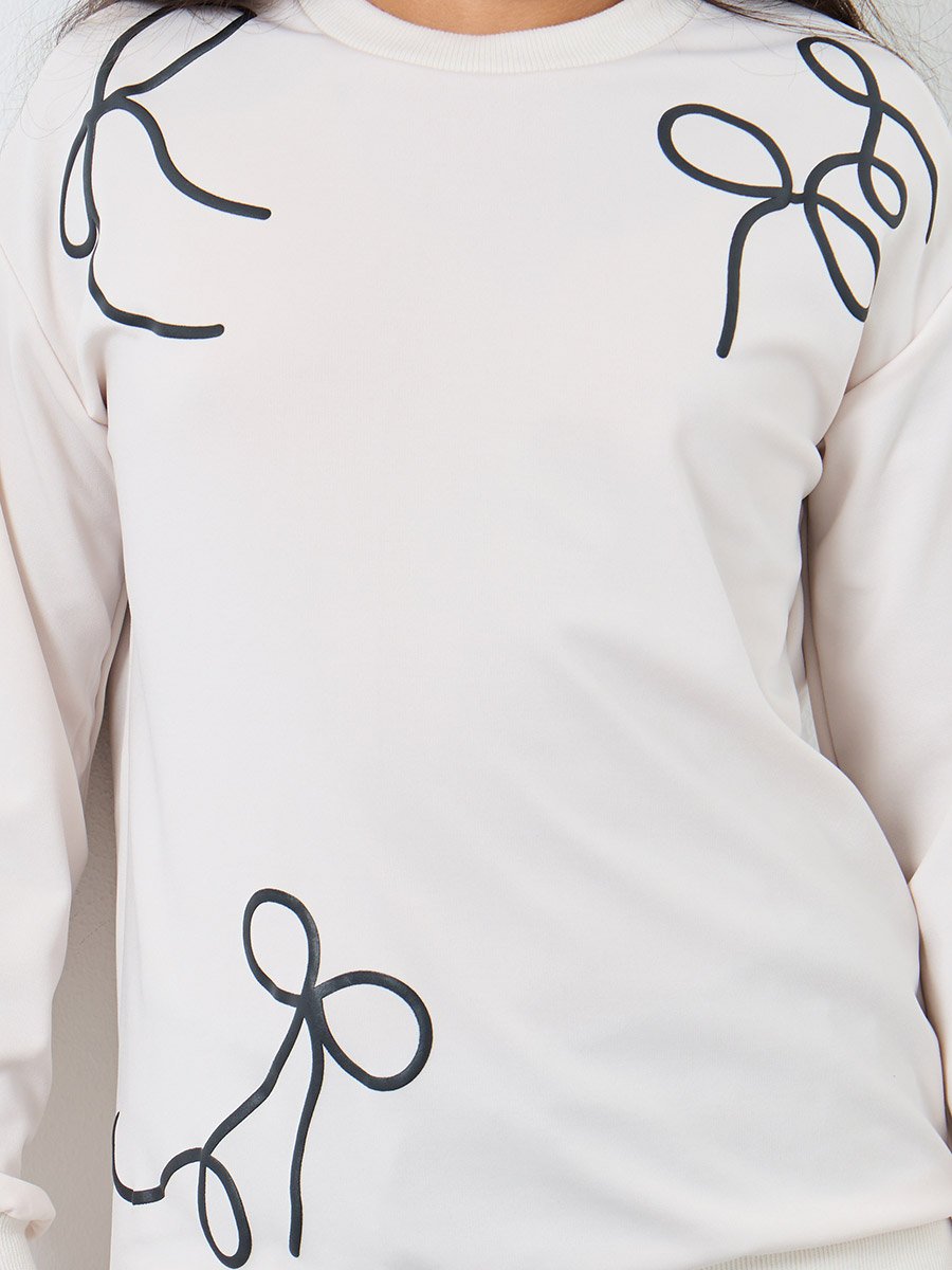 Teen Bow Detail Sweatshirt and Joggers Set