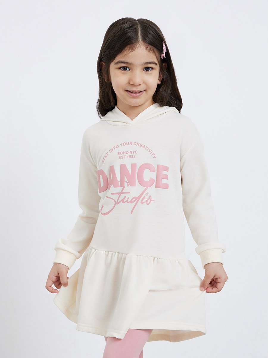 Girls Printed Hoodie Dress and Leggings Set