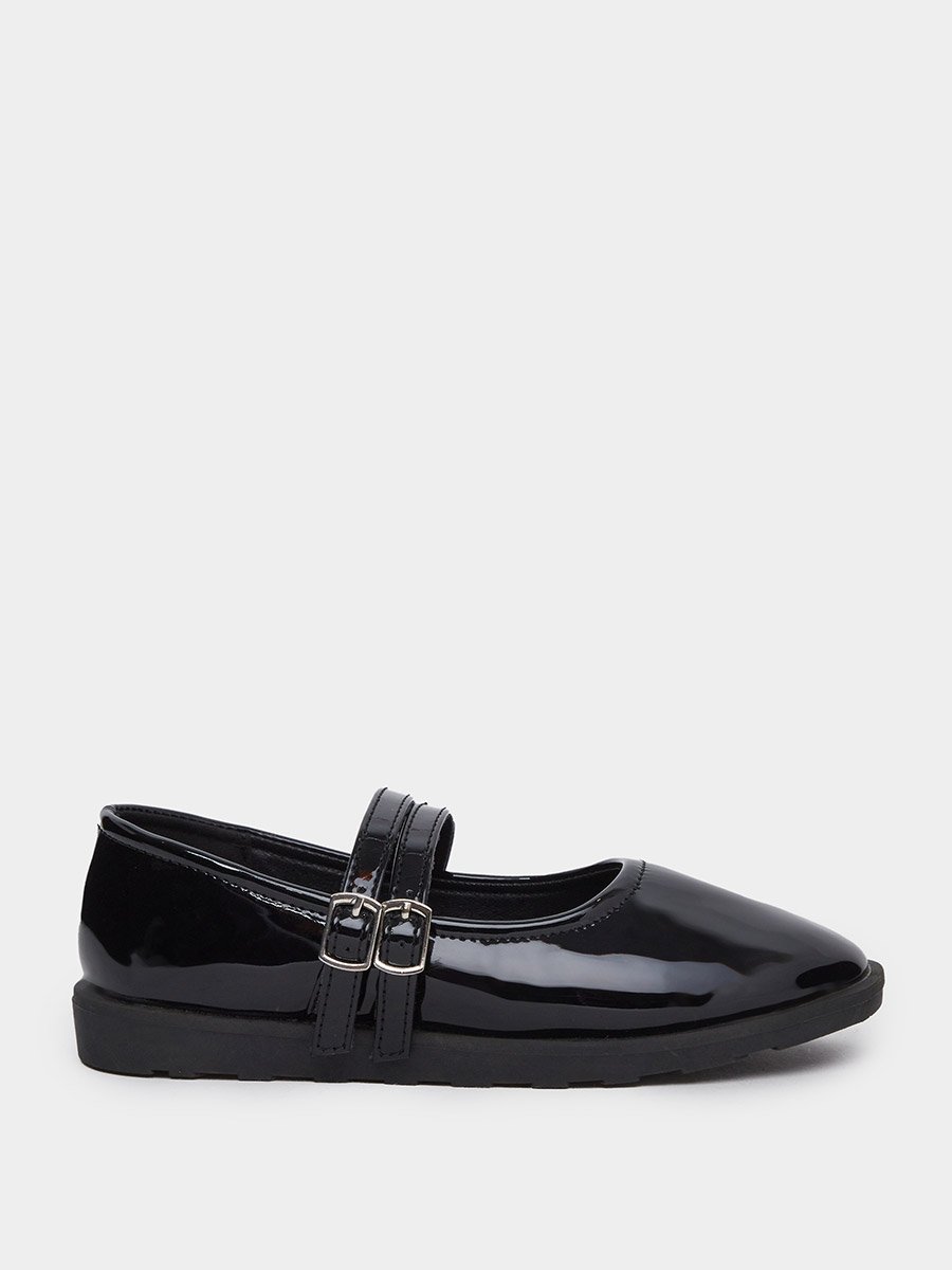Teen Black Patent Leather Look Mary Jane Shoes