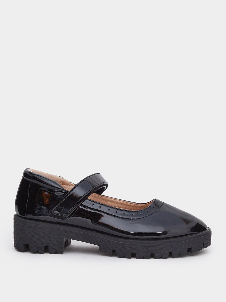 Girls Black Patent Mary Jane Platform Shoes