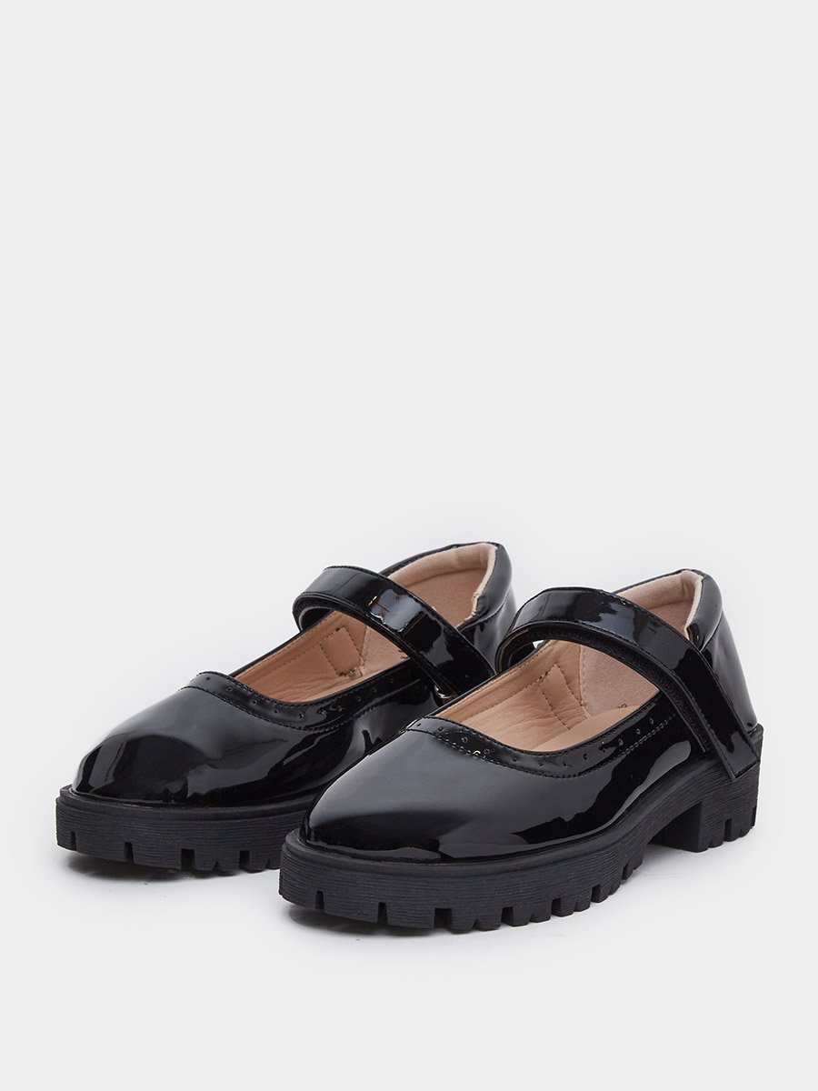 Girls Black Patent Mary Jane Platform Shoes
